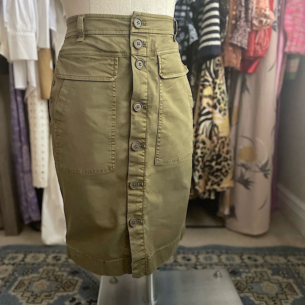 J. Crew Olive Twill Skirt